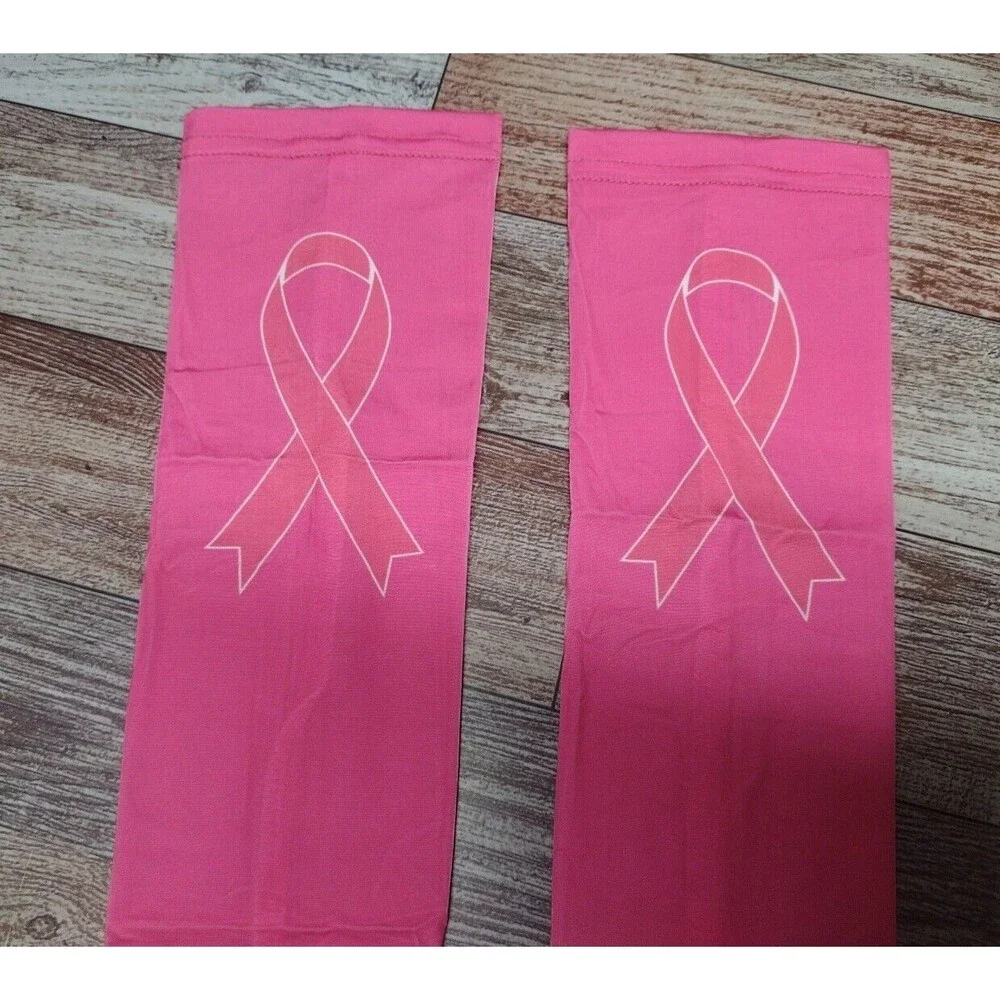 Pair Of Pink Breast Cancer Awareness Sleeves Stretchy One Size Fits Most